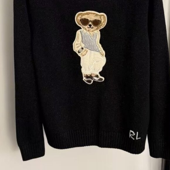 Polo Ralph Lauren Sunglasses Bear Black Sweater - Picture 4 of 6